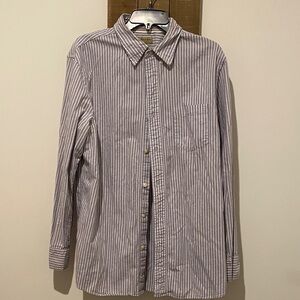 Sonoma Men's Purple and White Striped Casual Shirt